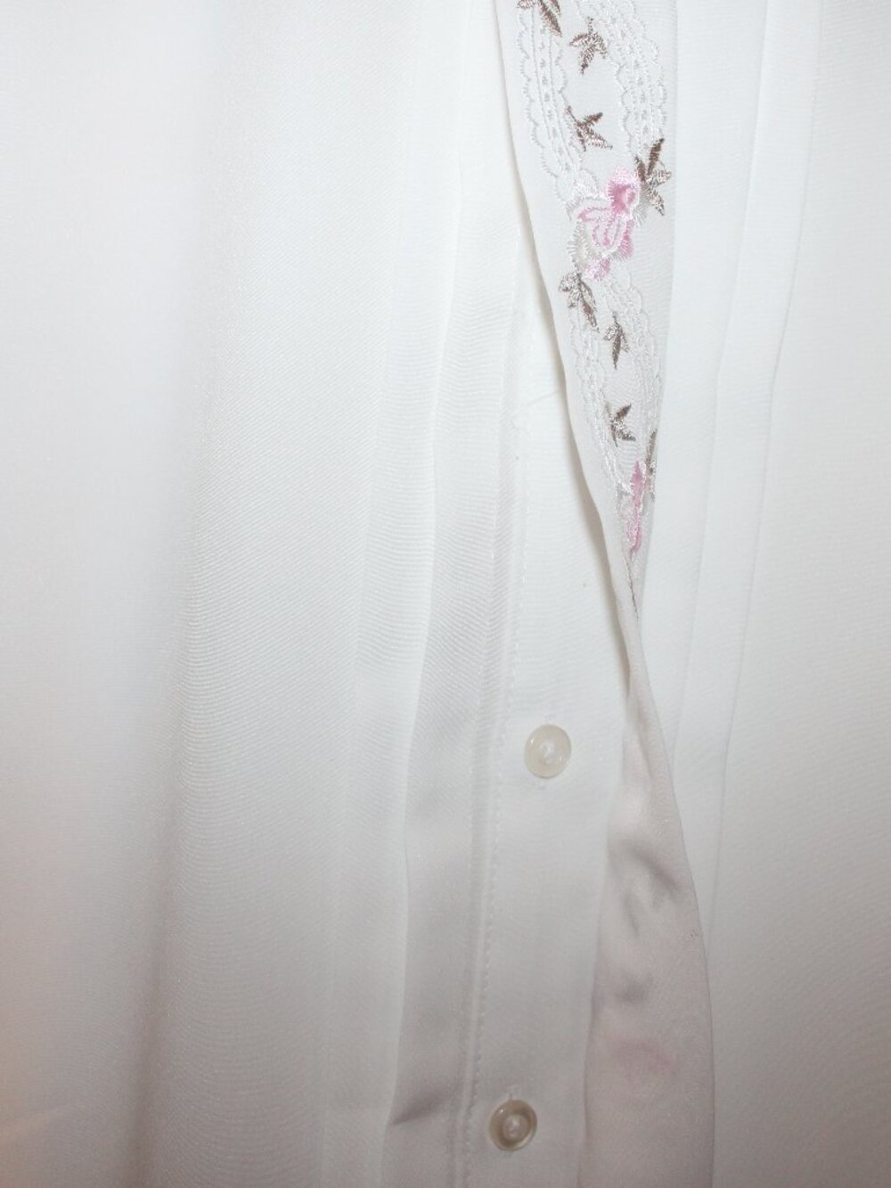 White Floral Embroidered Blouse Christie & Jill Sz 8 Short Sleeve Vintage Top - Picture 3 of 4